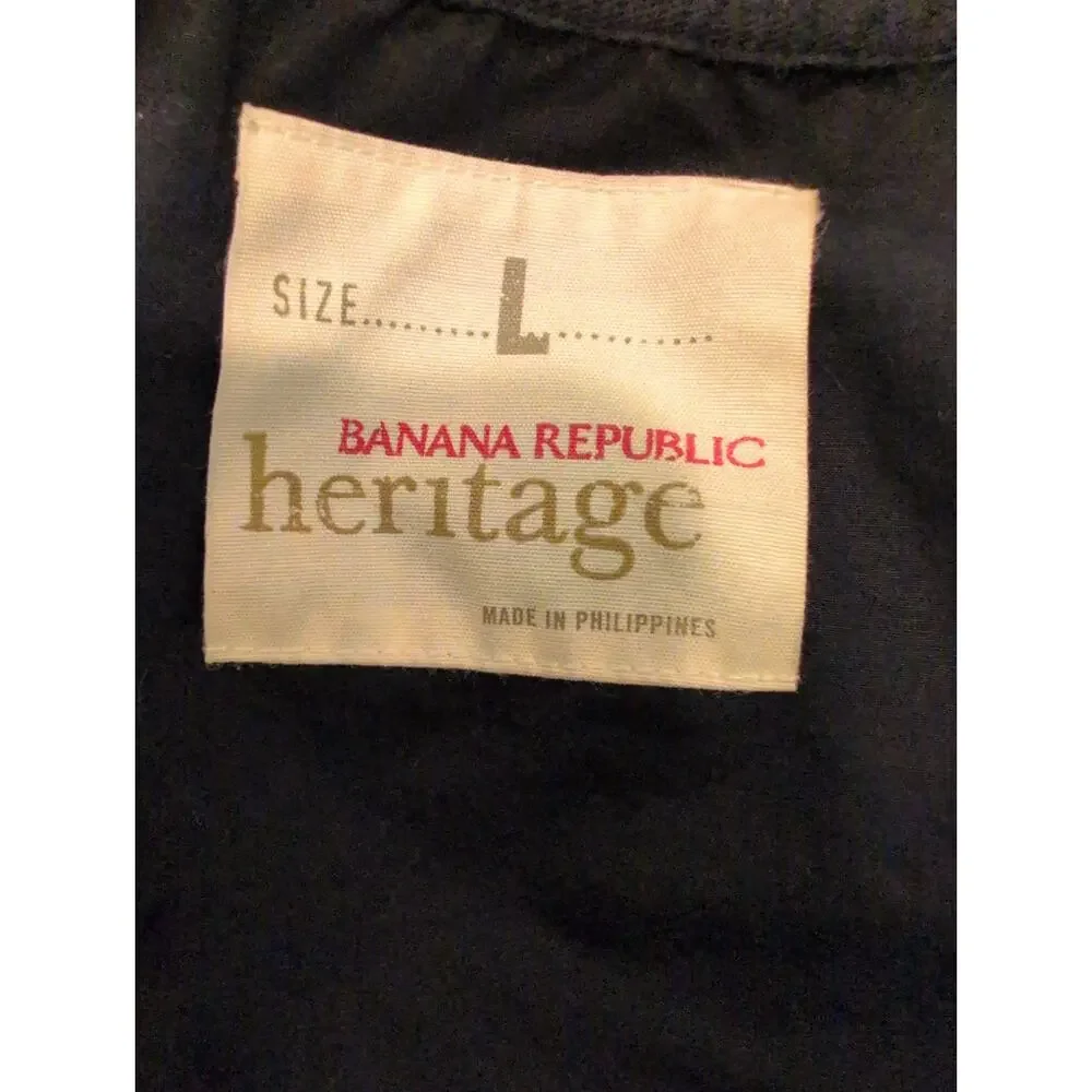 Banana Republic Sweater Mens L Navy Elbow Patches Pockets Cotton‎ Grandpa Preppy
